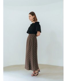 YECCA VECCA レーヨンリネンドットマーメイドスカート