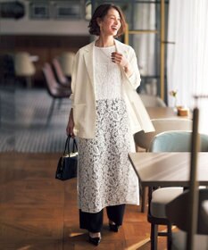 UNFILO 【ウエストゴム/セレモニー】ドライダブルクロス イージー ワイドパンツ