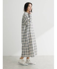 Green Parks 綿麻混バンドカラーシャツワンピース