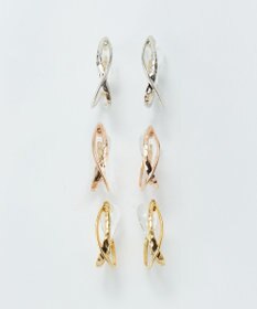 Phoebe 〈シリーズ累計販売10000点突破！〉〈痛くないシリーズ/金属アレルギー対応〉クロスフープクリスタルループフィットイヤリング　シルバー