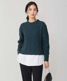 ICB L 【洗える】 ソフトカシミヤミックス 幾何学柄ニット