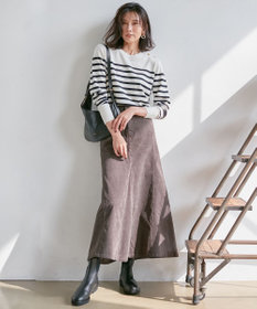 23区 L 【CLASSY.12月号掲載】セミウーステッドウール 肩ボタン ボーダー ニット