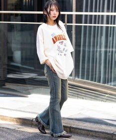 WEGO 【速乾/ひんやり/ユニセックス着用ITEM】接触冷感フロッキープリントグラフィックT（SS）