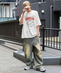 WEGO 【速乾/ひんやり/ユニセックス着用ITEM】接触冷感フロッキープリントグラフィックT（SS）