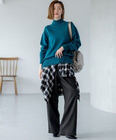 23区 L 【洗える】ハイカウントフラノ ドロスト ワイド パンツ