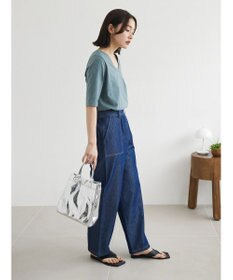 Green Parks インド綿 デニムストレートパンツ