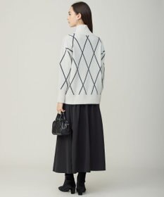 ICB L 【先行予約・洗える】ソフトカシミヤミックス ダイヤ柄ハイネックニット
