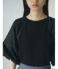 Green Parks armonia．袖布帛ニットプルオーバー