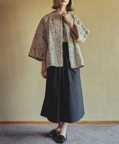 muuc ジャスミン刺繍フレンチスリーブワンピース〈日本製・綿100%天然素材・遠州織物〉〈繊細な花刺繍〉〈上品なロング丈〉〈ゆったりフリーサイズ〉〈大人の夏ワンピ〉