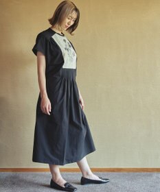 muuc ジャスミン刺繍フレンチスリーブワンピース〈日本製・綿100%天然素材・遠州織物〉〈繊細な花刺繍〉〈上品なロング丈〉〈ゆったりフリーサイズ〉〈大人の夏ワンピ〉