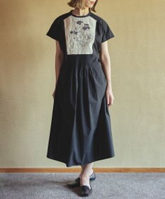 muuc ジャスミン刺繍フレンチスリーブワンピース〈日本製・綿100%天然素材・遠州織物〉〈繊細な花刺繍〉〈上品なロング丈〉〈ゆったりフリーサイズ〉〈大人の夏ワンピ〉
