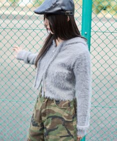 WEGO 【25秋冬新作】シャギーニットジップパーカー