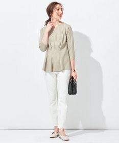 自由区 L 【放湿性/保湿性】イージートップス タックディテール カットソー