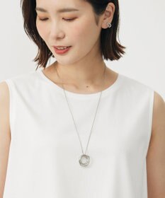 J.PRESS LADIES メタルコンビ ダブルリング ネックレス シルバー系