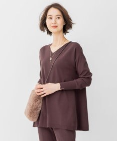 自由区 【洗える/セット可】レーヨンストレッチ Vネックニット