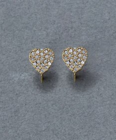 Phoebe 〈痛くないシリーズ/金属アレルギー対応〉ハートパヴェビジューライトフィットイヤリング