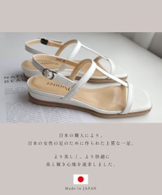 Pointer 日本製 本革ゴム仕様ストラップスクエアトゥサンダル