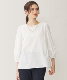 洗える】テンセルコットンエンブロイダリープルオーバー ブラウス