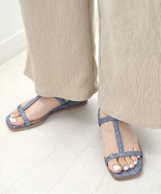 Pointer 日本製 本革ゴム仕様ストラップスクエアトゥサンダル