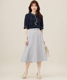 ANY SIS L 【洗える】バイカラーラッフルボウ ブラウス