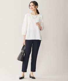 自由区 【洗える】テンセルコットンエンブロイダリープルオーバー ブラウス