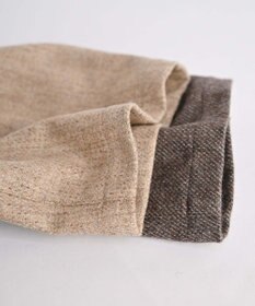 muuc 〈ロングシーズン心地良いウール混〉後ろウエストゴム有り ベルト裏にコットン使用 テーパードスラックスパンツ