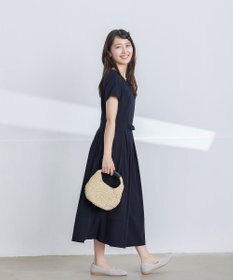 Tiaclasse L 【洗える】半袖リボンギャザーフレアワンピース