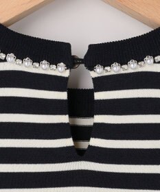 組曲 S 【先行予約・WEB限定】クリアストレッチビジューレーン6分袖 ニット