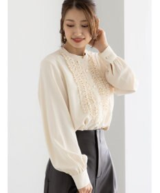 Te chichi フロントフリルバイカラーブラウス