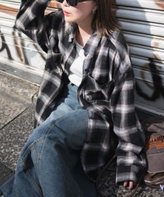 WEGO フリンジチェックBIGネルシャツ