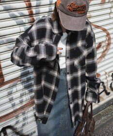 WEGO フリンジチェックBIGネルシャツ