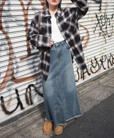 WEGO フリンジチェックBIGネルシャツ