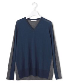 ICB L 【洗える】コンパクトファインウール Vネックニット