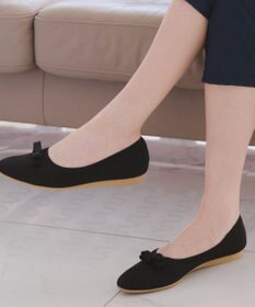 Tiaclasse 【安田美沙子さん着用/小倉優子さん着用・洗える/撥水】プチリボンニットフラットパンプス