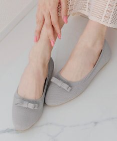Tiaclasse 【安田美沙子さん着用/小倉優子さん着用・洗える/撥水】プチリボンニットフラットパンプス