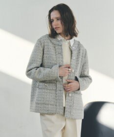 YECCA VECCA ノーカラーツイードジャケット