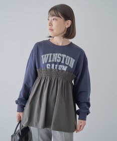 Green Parks ミニ裏毛異素材ドッキングロゴプルオーバー