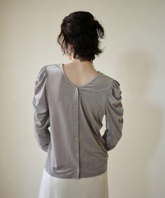 #Newans 【洗濯機可／ 前後着用可】 ギャザースリーブシアーベロアカーディガン