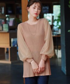 Tiaclasse チュールスリーブニットチュニック