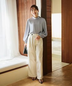 #Newans 【ストレッチ】〈花乃まりあさんコラボ〉ハイネックブラウス