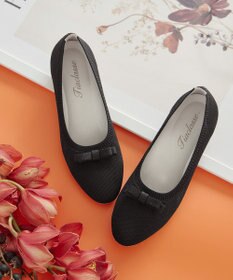 Tiaclasse 【安田美沙子さん着用/小倉優子さん着用・洗える/撥水】プチリボンニットフラットパンプス