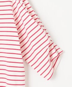 組曲 L 【洗える】プレーティング天竺タックスリーブボーダー カットソー