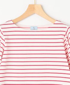 組曲 L 【洗える】プレーティング天竺タックスリーブボーダー カットソー