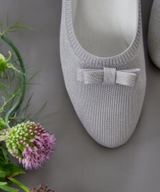 Tiaclasse 【安田美沙子さん着用/小倉優子さん着用・洗える/撥水】プチリボンニットフラットパンプス