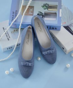 Tiaclasse 【安田美沙子さん着用/小倉優子さん着用・洗える/撥水】プチリボンニットフラットパンプス