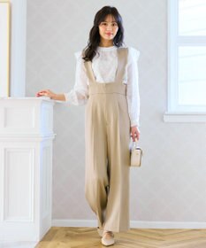 Feroux 【洗える】スカラップデザイン・サスペンダー付きパンツ