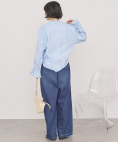 AMERICAN HOLIC スタンドフリルストライプスキッパーブラウス