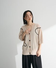 Green Parks 刺繍コードＶネックフレンチカーディガン