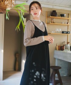 Tiaclasse L 【洗える】襟パール配色ニットトップス