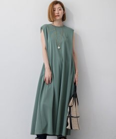 23区 【Oggi8月号掲載/接触冷感/洗える】ツイストコットンプレーティング スリーブレスワンピース モスグリーン系
